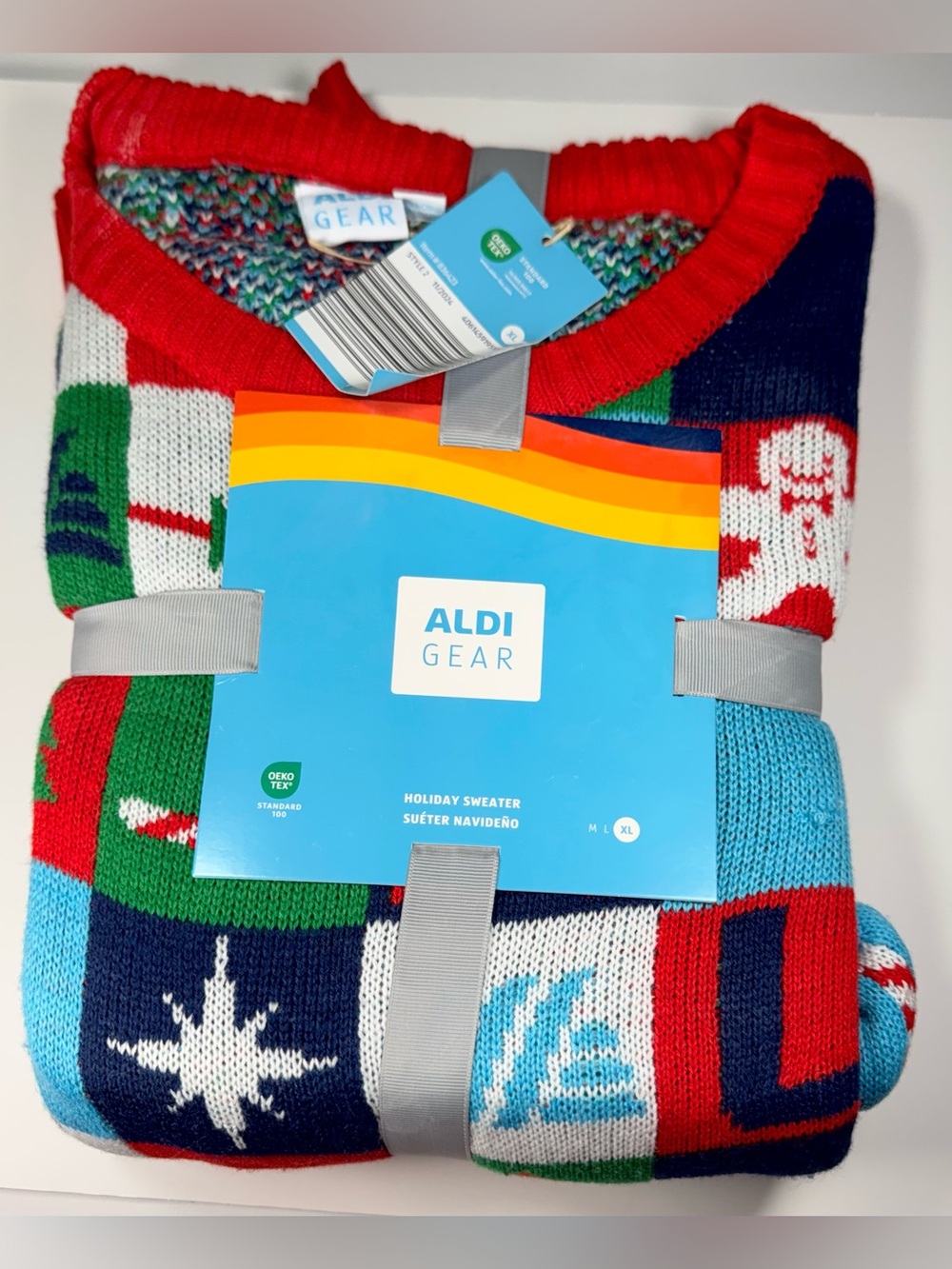 Aldi Gear 2024 Christmas Sweater Unisex XL Holiday Patchwork Limited Edition New